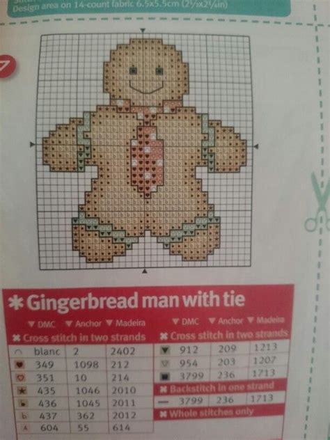 Gingerbread Man With Tie Cross Stitch Cross Stitch Christmas Cross