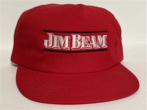 Vintage Jim Beam Whiskey Alcohol Snapback Trucker Hat Red Ball Cap Usa