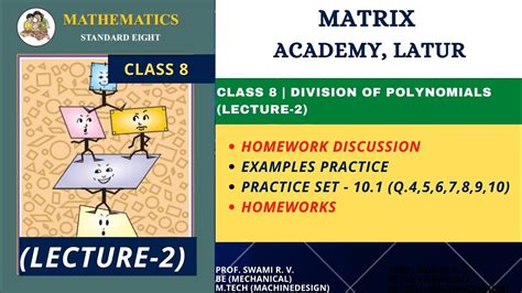 Class 8 Division Of Polynomials Chapter 10 Lecture 2 Practice