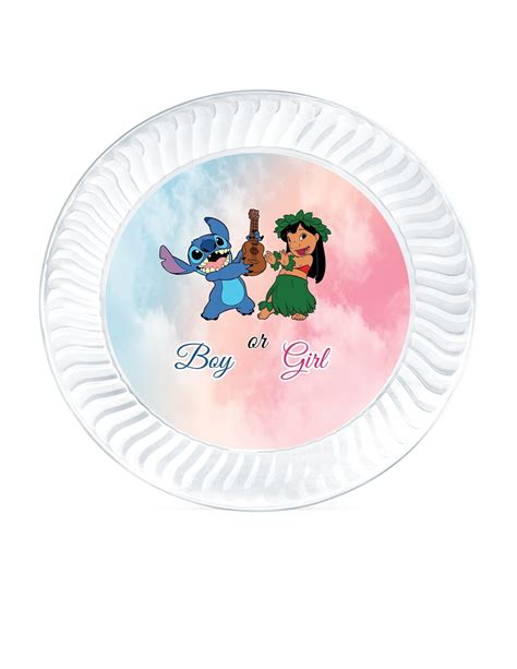 Lilo And Stitch Gender Reveal Plate Gender Reveal Theme Etsy