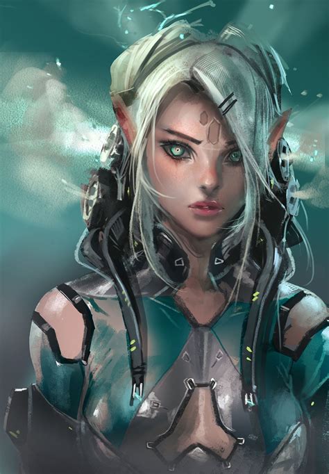 Female Dark Elf Art Cyberpunk Girl Cyberpunk Art Cyberpunk Character