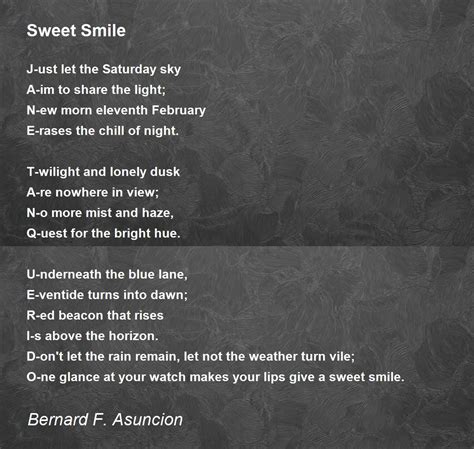 Sweet Smile Poem By Bernard F Asuncion Poem Hunter