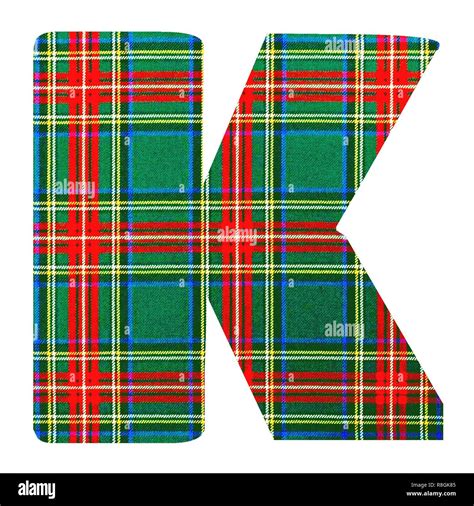 Scottish style fabric texture Alphabet Symbol Character on White ...