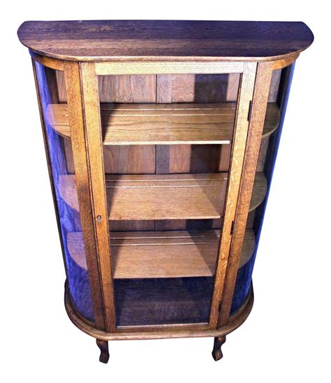 Antique Victorian Oak Display Cabinet | Chairish