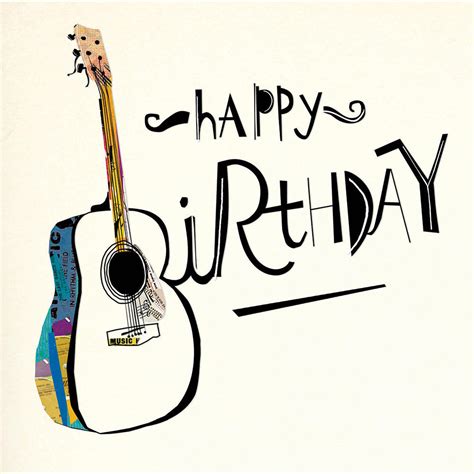 Happy Birthday Guitar Art Deco Birthday Greeting Card | Cards