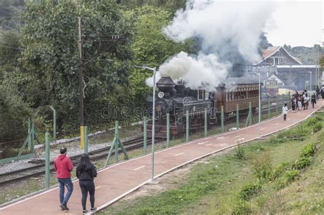 Old Steam Locomotive Departing From The Main Station A Very Popular