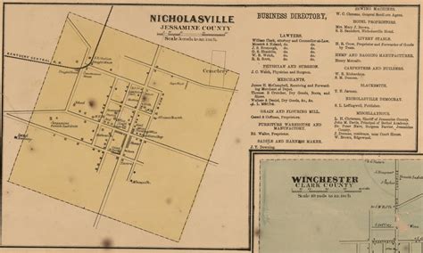 Nicholasville Jessamine County Kentucky 1861 Old Town Map Custom Print Bourbon Fayette