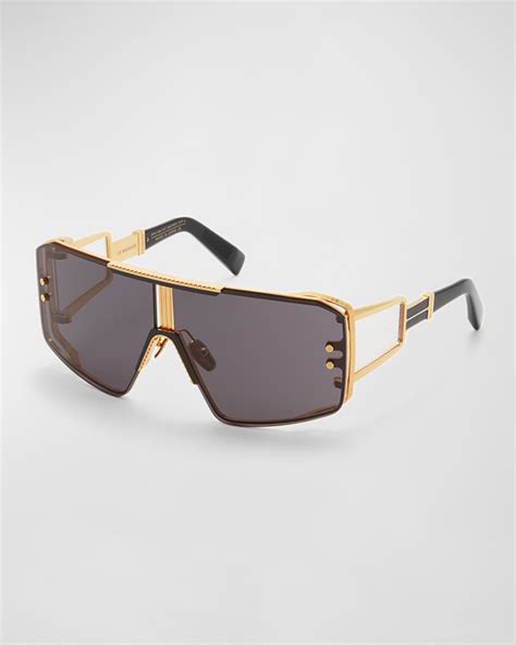 Balmain Le Masque Black Titanium And Acetate Shield Sunglasses Neiman Marcus