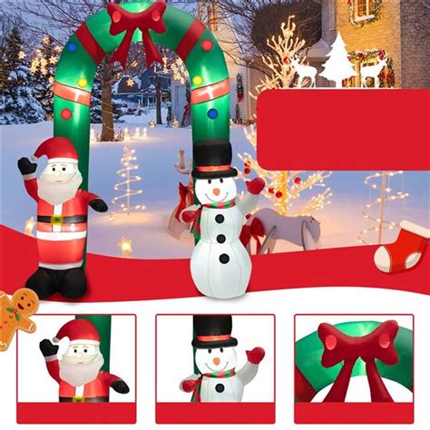 Costway Ft H Lighted Inflatable Santa Snowman Gate Arch Cm Us Rona