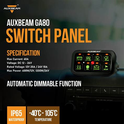 Buy Auxbeam 8 Gang Switch Panel GA80 Universal Circuit Control Relay