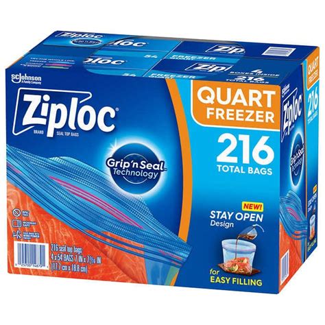 Ziploc Double Zipper Smart Zip 216 Ct Heavy Duty Freezer Quart Food Storage Bags 791943981005 Ebay