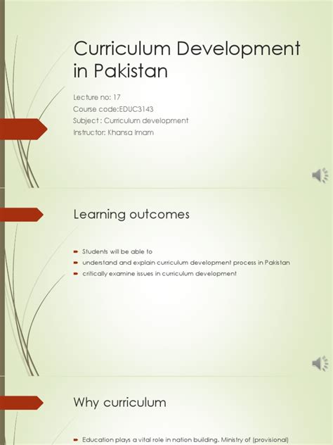 Curriculum Development in Pakistan | PDF | Textbook | Curriculum