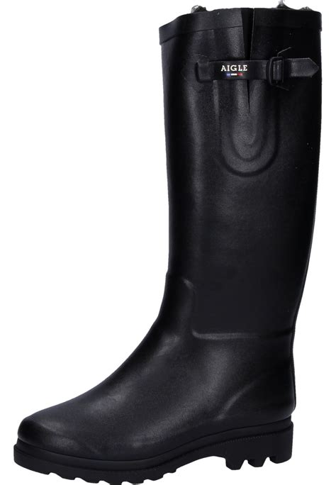 The New Aiglentine Fur Black Winter Rubber Boots By Aigle