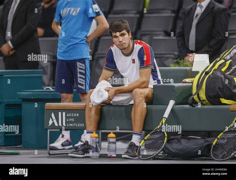 Carlos Alcaraz Esp Disapointedafter He Lose During The Rolex Paris