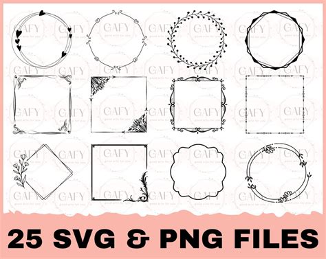 Geometric Border Svg Bundle Double Frame Svg Circle Border Svg Square ...