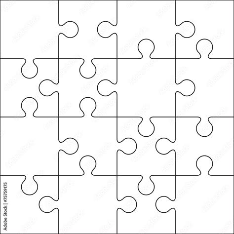 16 Jigsaw puzzle blank template or cutting guidelines Stock Vector | Adobe Stock