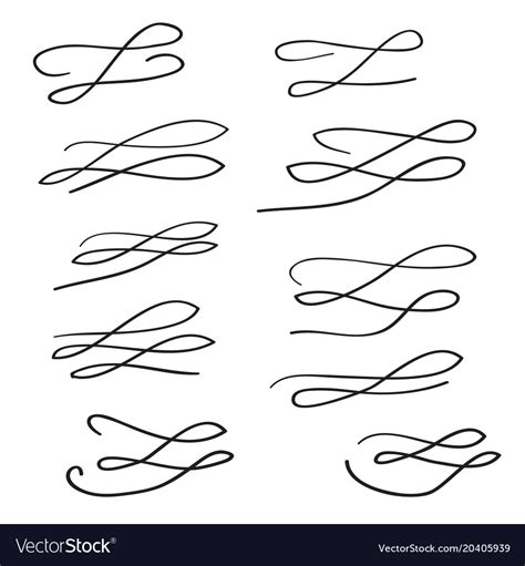 Calligraphic Design Elements Brush Strokes Vector Image