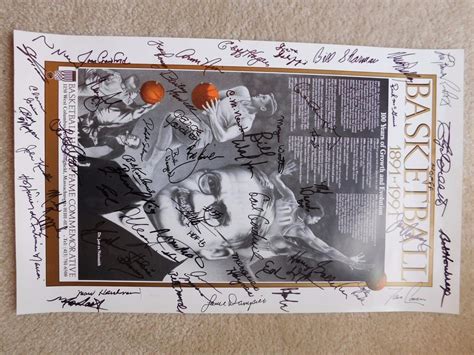 Vintage Basketball Hall Of Fame Poster Signed By 51 Hall Of Famers 20