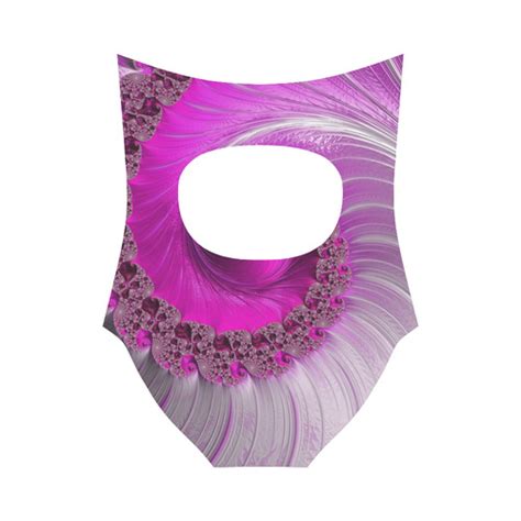 Hot Pink Fine Fractal Spiral Strap Swimsuit Model S05 ID D790632