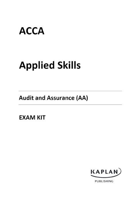 Pdf Acca Applied Skills Audit And Assurance Aa Exam Kit