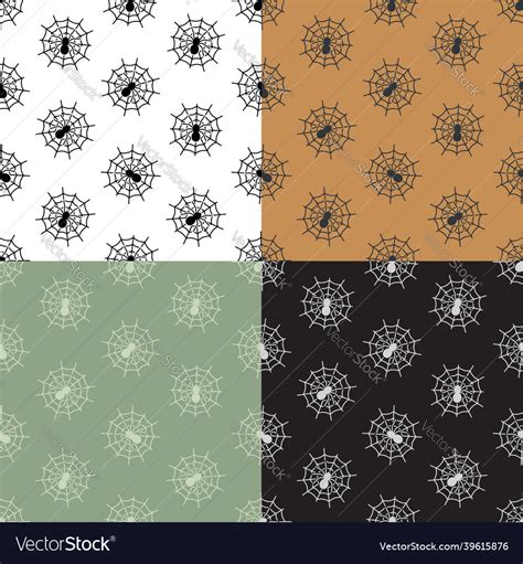 Set of seamless patterns with spider web Vector Image