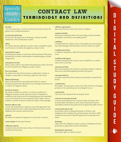 Contract Law Terminology And Definitions Speedy Study Guide Kindle