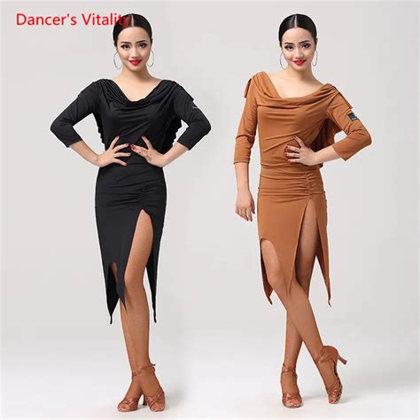 Sexy Backless Latin Dance Dress Women Tango Dress Salsa Rumba Modern