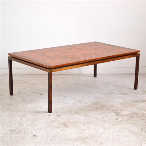 Danish Rosewood Coffee Table with Etched Copper Top at 1stDibs | copper