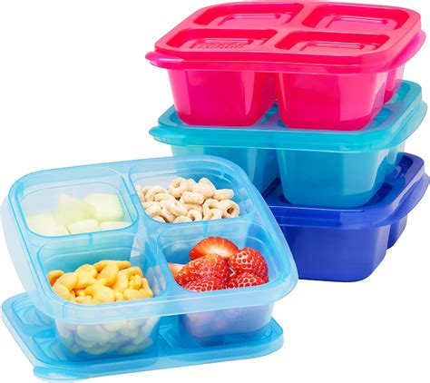 Easylunchboxes Bento Snack Boxes Reusable 4 Compartment Food Containers For