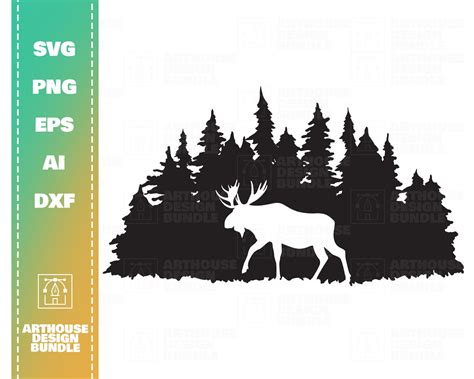 Moose Forest Clipart Moose Silhouette Svg Moose Clipart Svg Etsy