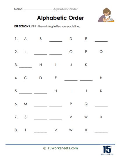 Alphabetic Order Worksheets 15