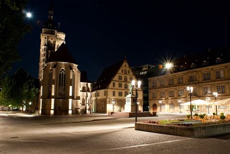 Stuttgart, Germany, Houses, Monuments, Night, Street lights, Street, HD