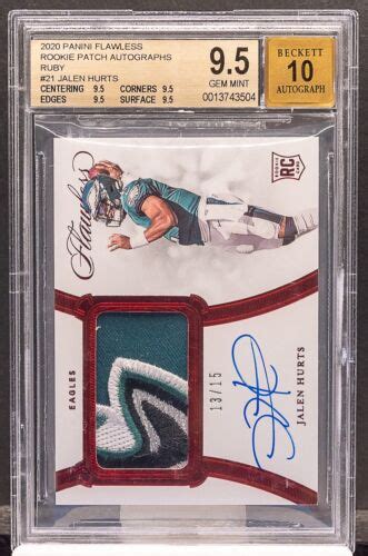 Jalen Hurts Panini Flawless Ruby Rpa Rc Rookie Patch Auto