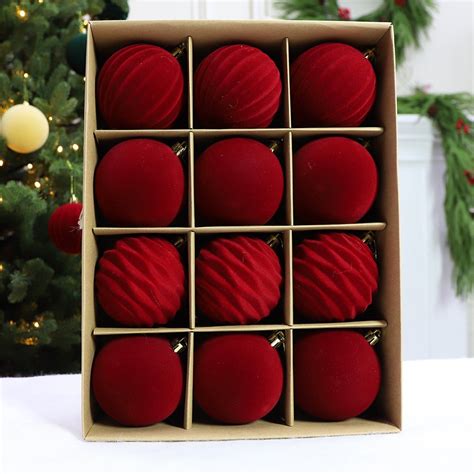 12 Pcs Velvet Christmas Ornaments Ball Balls Set Large 3 15 Inch