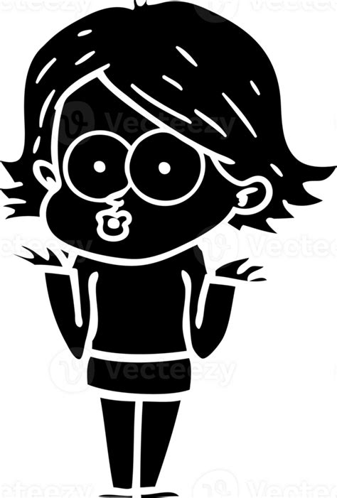 Cartoon Girl Pouting Solid Black Icon 41047713 Png