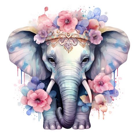 Premium Ai Image An Elephant With Flowers On Its Head And An Elephant