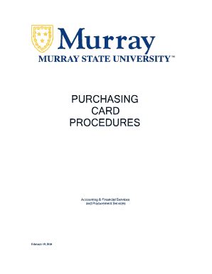 Fillable Online Campus Murraystate Purchasing Card Procedures Murray