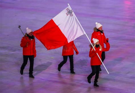 Olympic Team Malta Marched Into The Pyeongchang 2018 Olympics Opening