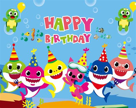 Pinkfong Baby Shark Fondo de fondo para fiestas de cumpleaños