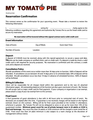 Fillable Online Banquet Confirmation Form Fax Email Print PdfFiller