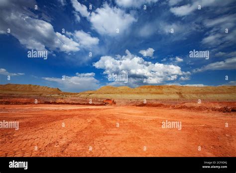 Aluminium Ore Mining And Transporting Bauxite Clay Quarry Open Cut