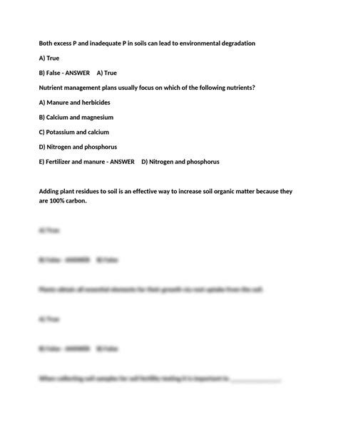 SOLUTION Soils 101 Practice Exam 3 Latest Update Studypool