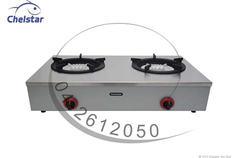 Chelstar Stainless Steel Double Burner Table Top Stove Gas Cooker Cdf