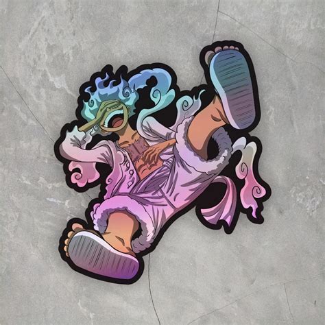 Jual Sticker Stiker Anime Hologram One Piece Luffy Gear 5 Ukuran 8 Cm