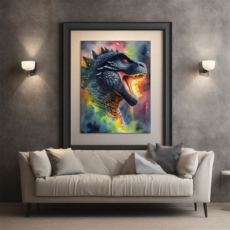 Watercolor Godzilla Kaiju Artwork PRINTABLE Artwork Set of 4 DIGITAL ...