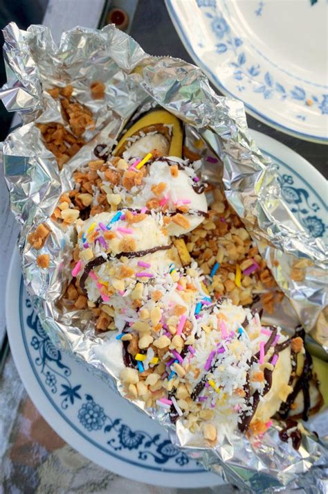 Campfire Banana Splits Recipe Campfire Bananas Banana Split