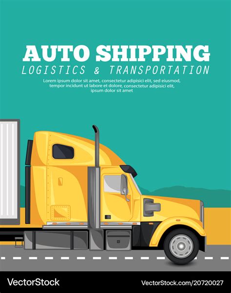 Auto Shipping Banner With Container Truck Vector Image