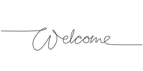 One continuous line drawing typography line art of welcome word ...