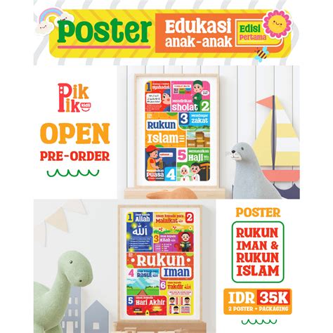 Jual Poster Edukasi Anak Muslim Rukun Iman Dan Rukun Islam Vol 1 Shopee Indonesia