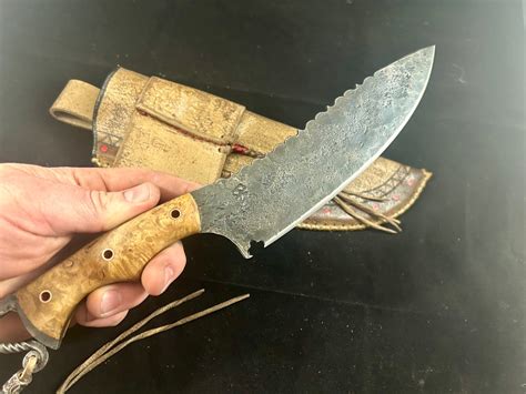 Hand Forged Frontier Style Nessmuk Knife With A Custom Leather Sheath